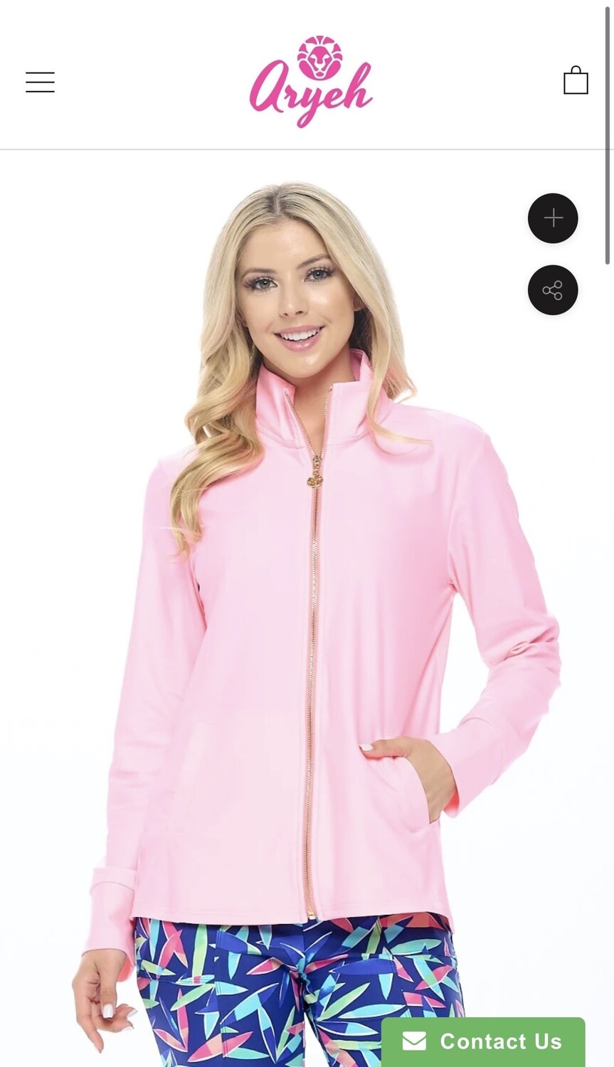 Aryeh Penelope High Neck Full Zip Jacket, Color: L. Pink, Size: S