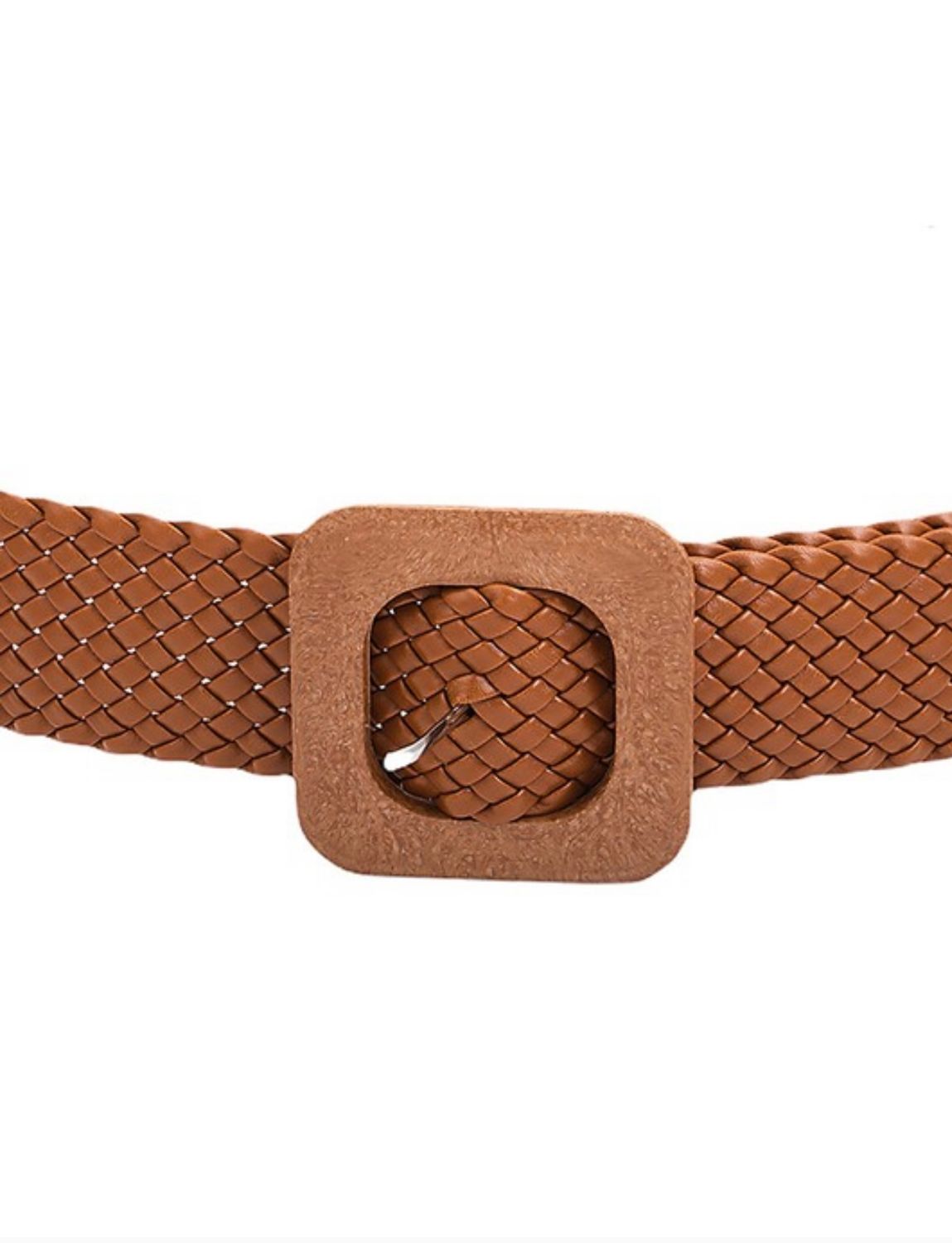 Braided Square Buckle Belt, Color: Brown