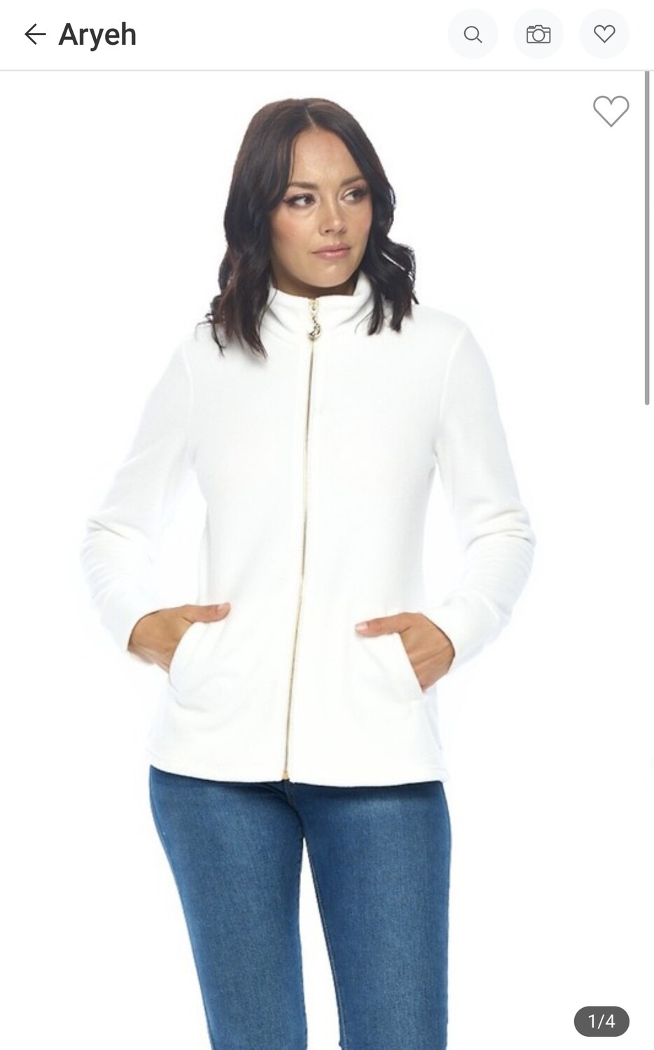 Aryeh Penelope High Neck Full Zip, Color: White, Size: S