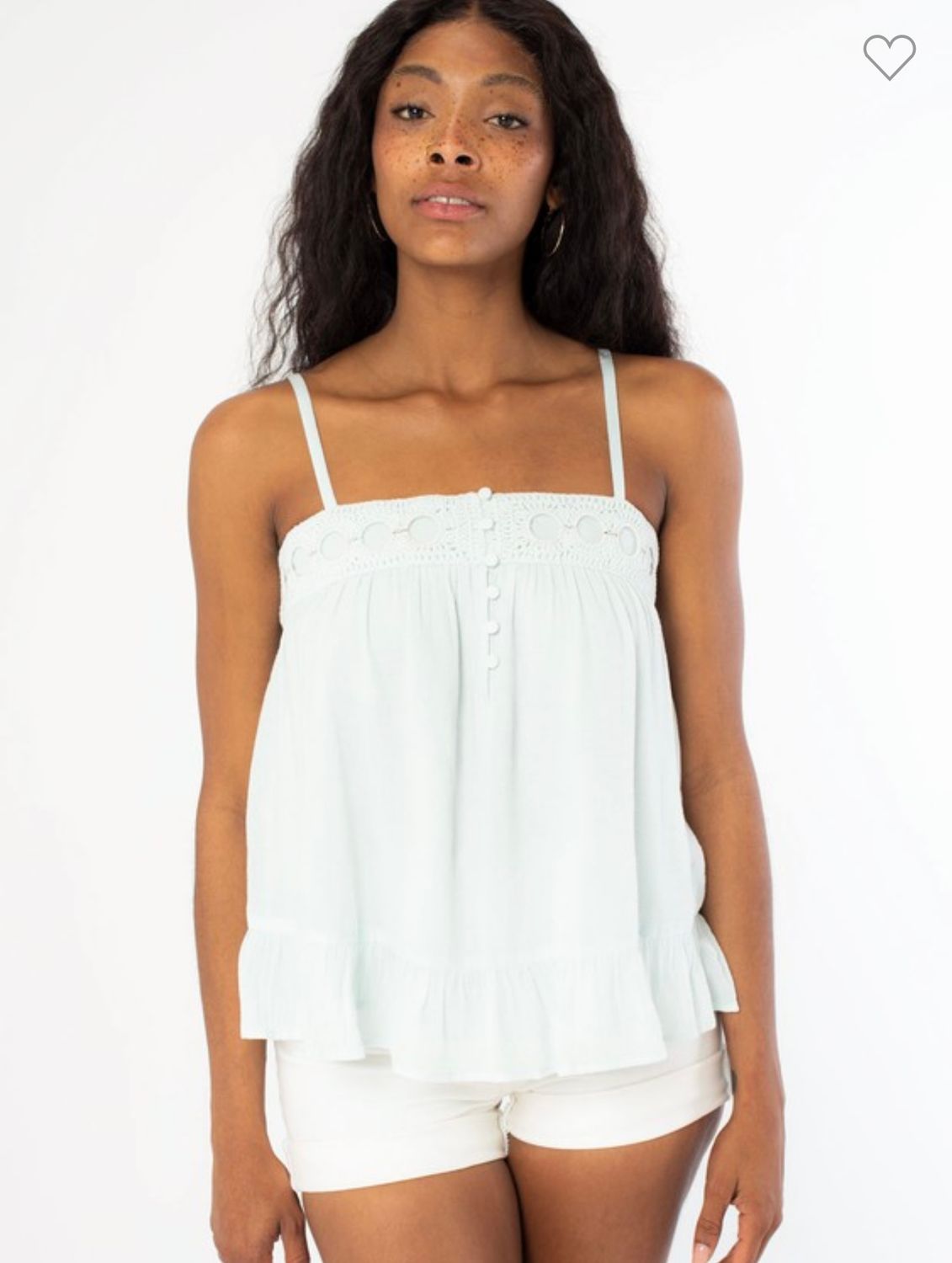 LoveStitch Crochet Floty Cami, Color: Aqua, Size: S