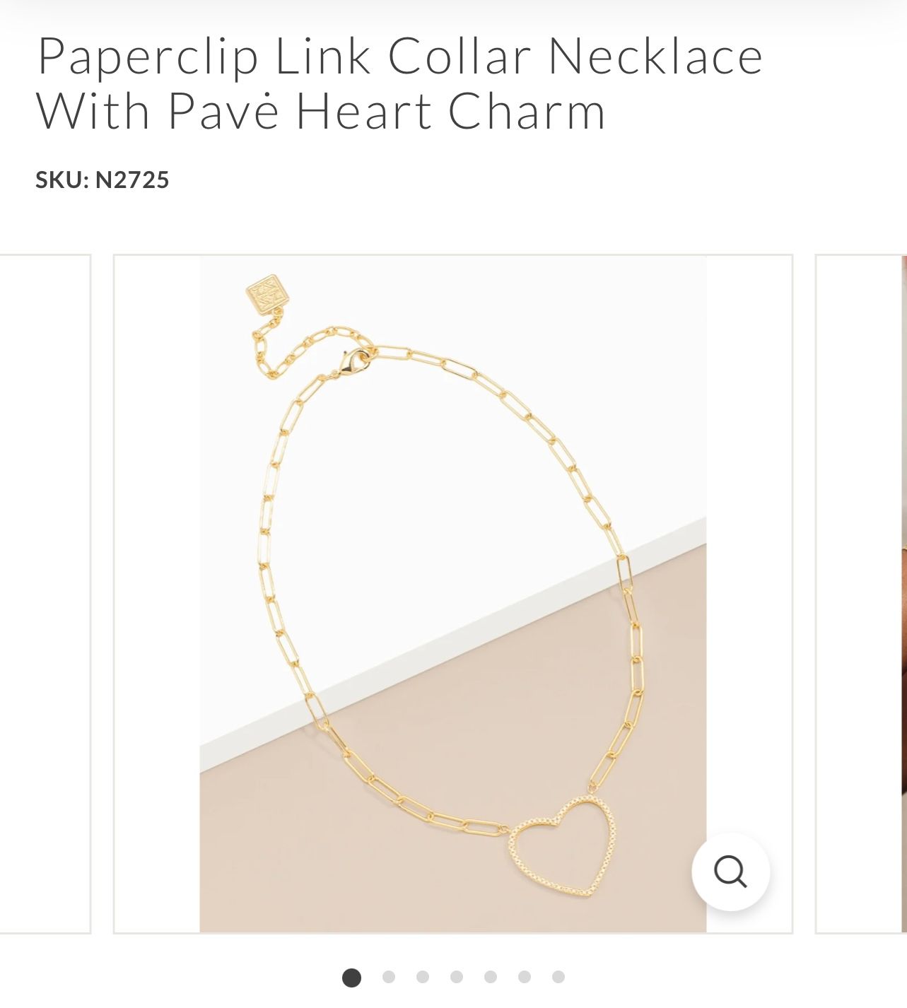 Zenzii Paper Clip Heart Shape Necklace , Color: GLD