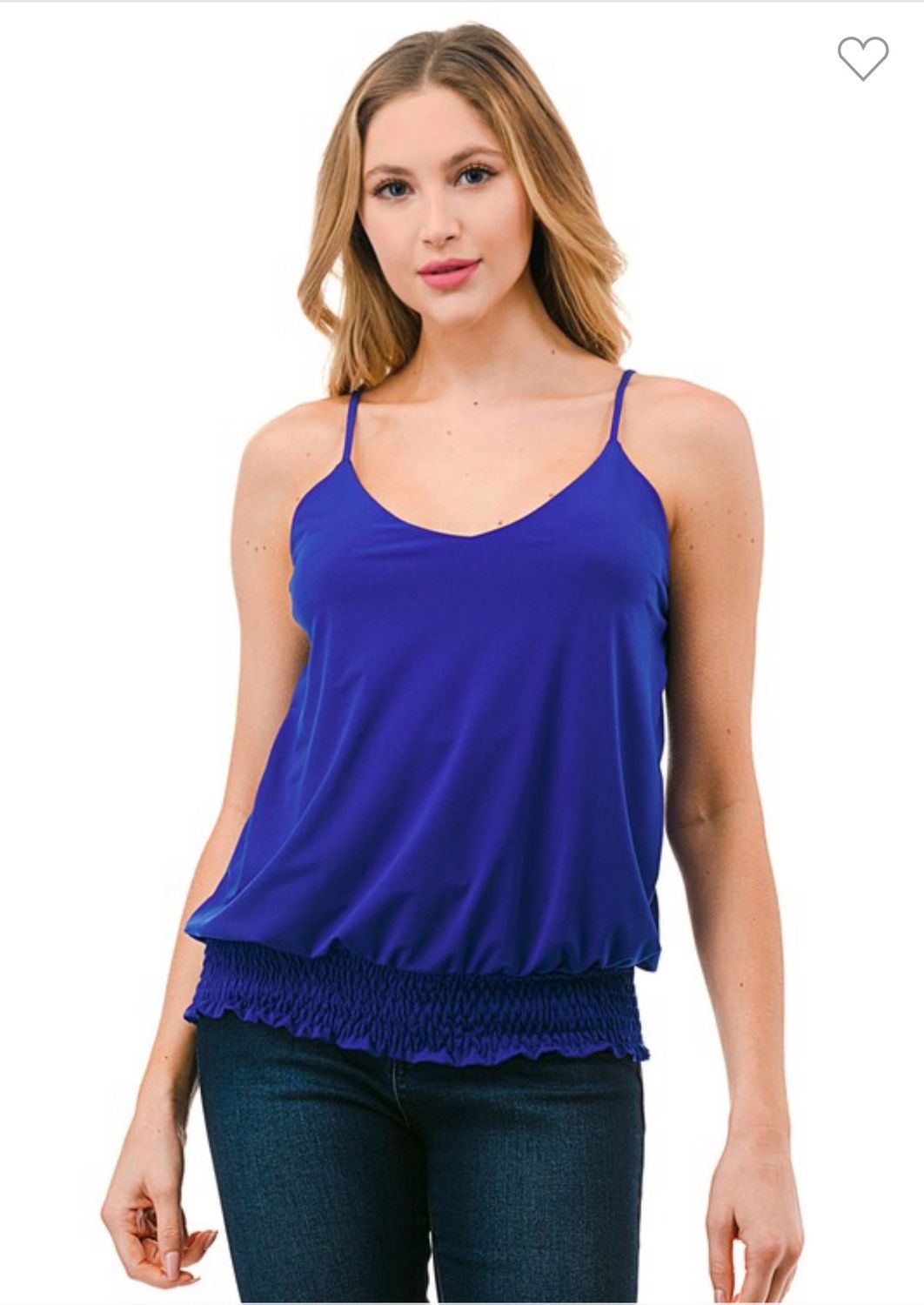 Ariella Smocking Band Tank Top, Size: S, Color: Royal