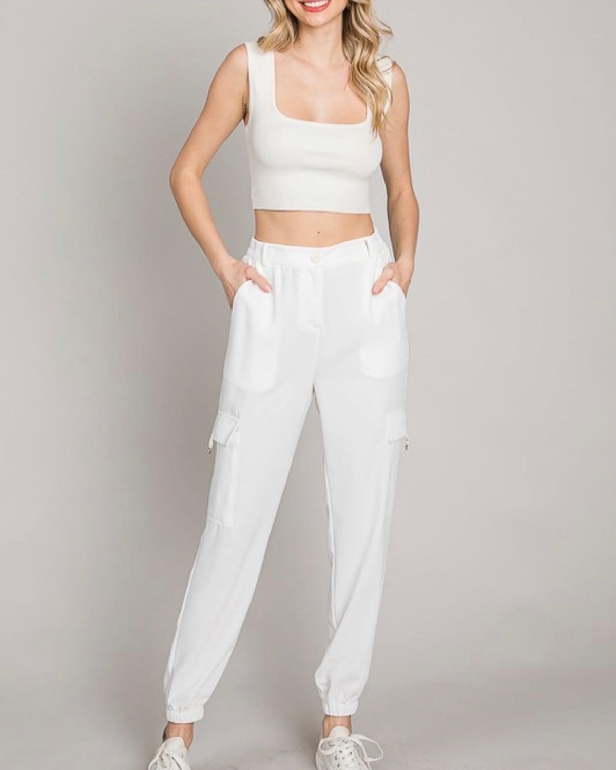 Have Loose Fit Pocket Jogger Pant Multiple Colors, Color: Beige, Size: S