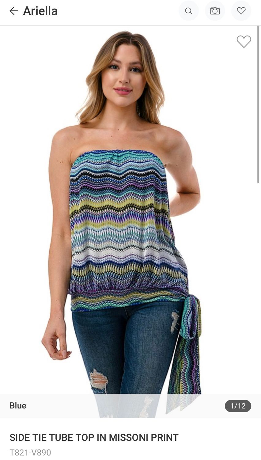 Ariella Solid Tube Top W/Tie, Color: Blue, Size: S