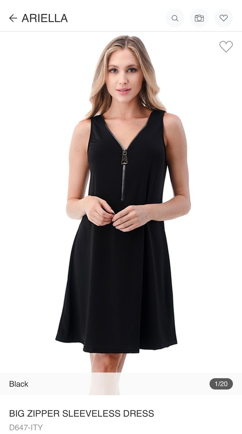 Ariella Big Zipper Dress, Size: S, Color: Black