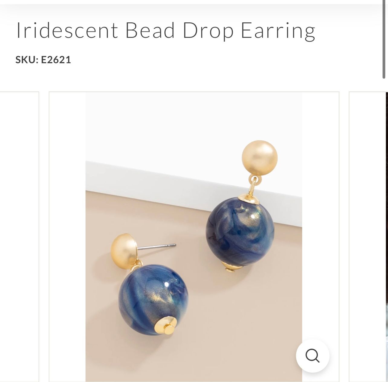 Zenzii Iridescent Bead Drop Earrings , Color: Navy