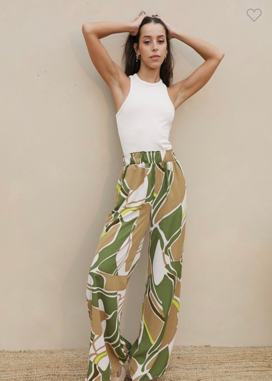 Tyche Amazon Rainforest Side Slit Wide Leg Pant, Color: Olive, Size: S