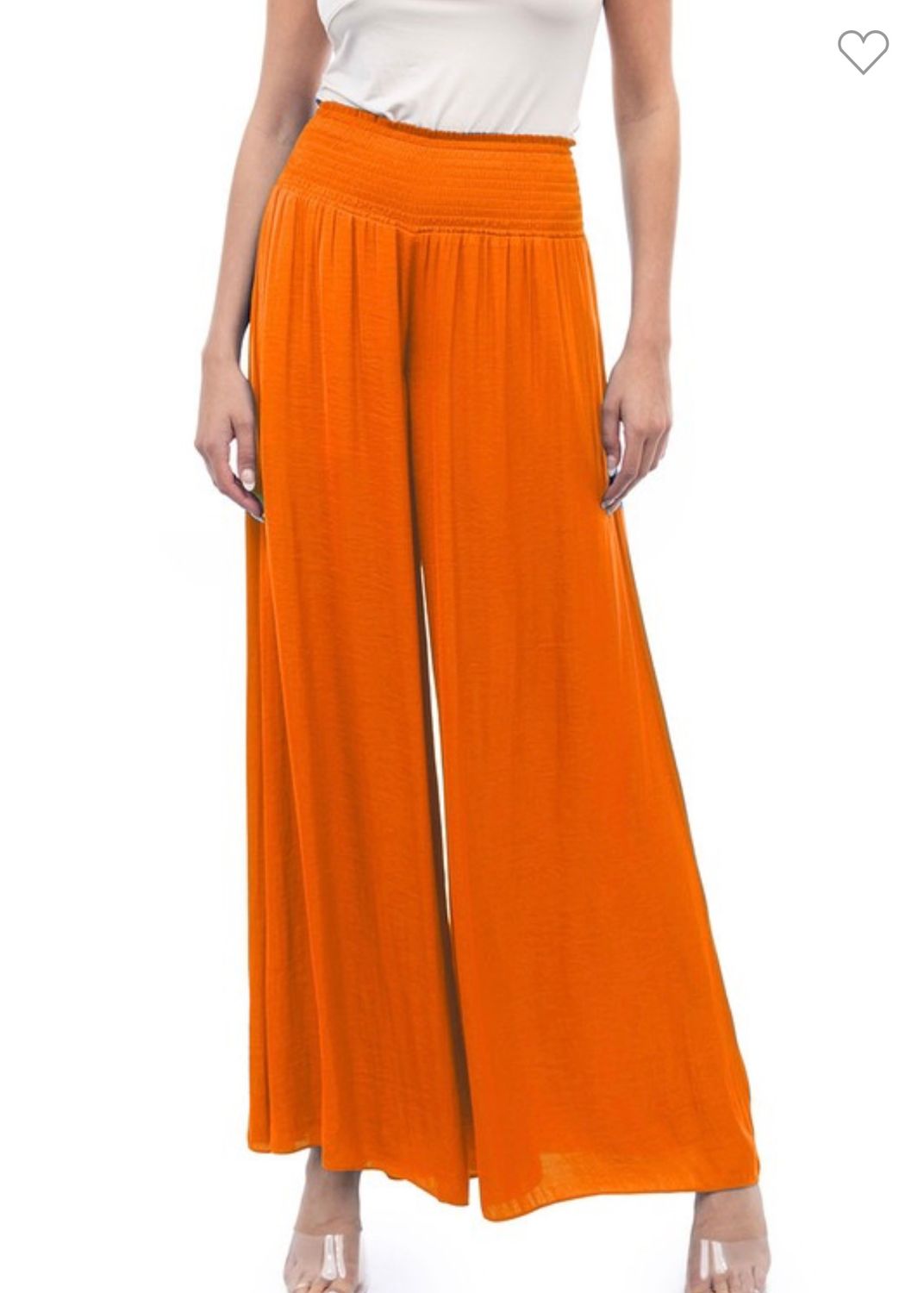 Naked Zebra Smocked Waist Wide Leg, Color: Orange, Size: S
