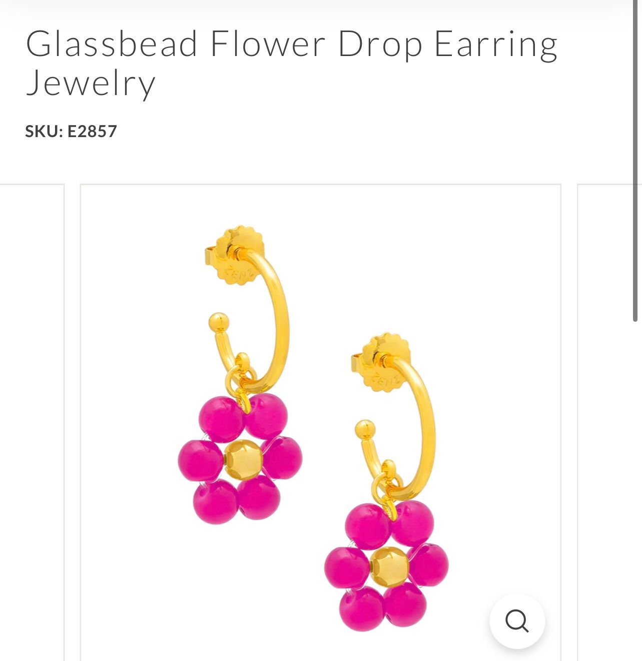 Zenzii GLassbead Flower Earrings, Color: H Pink