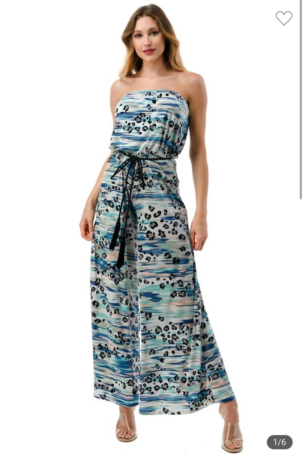 Ariella Tube Wide Leg Jumpsuit, Color: Blue, Size: S