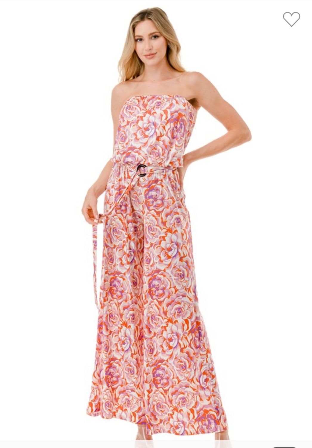 Ariella Wide Leg Jumpsuit W/Ring Belt, Color: Pink, Size: S