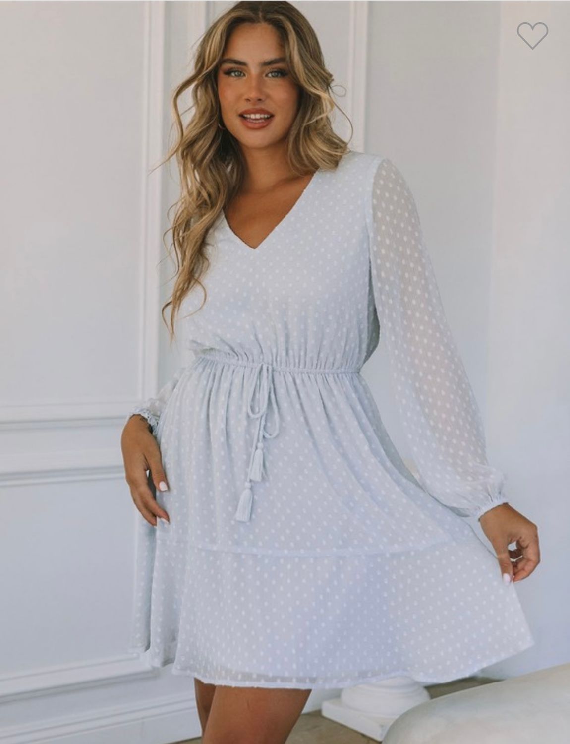 LoveStitch V-Neck Mini Dress, Color: Ice Blue, Size: S