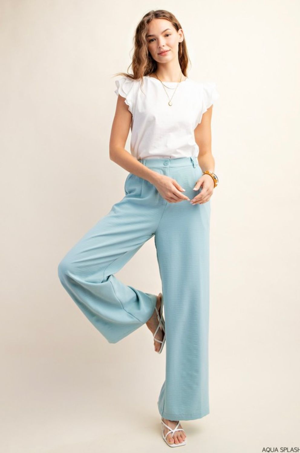 Kori A High Waist Trousers w/Pockets, Color: Aqua, Size: S