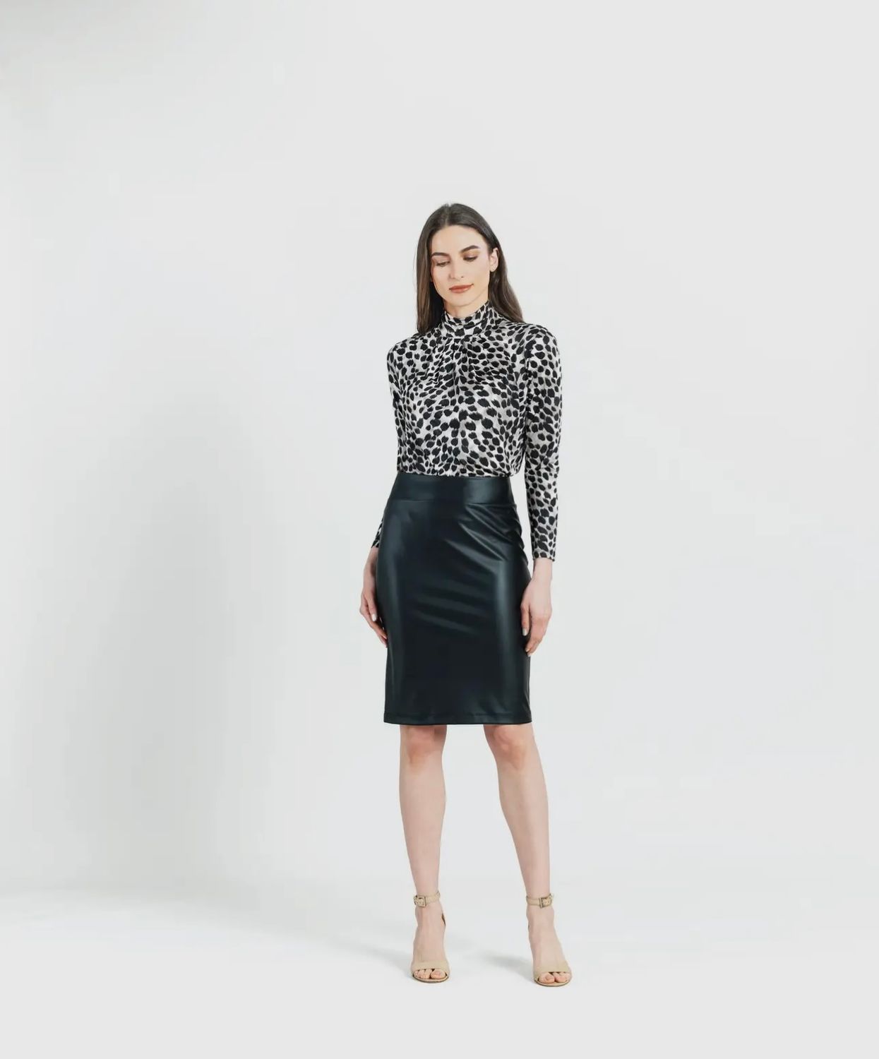 Clara Sun Woo Liquid Leather Skirt, Size: XS, Color: Black