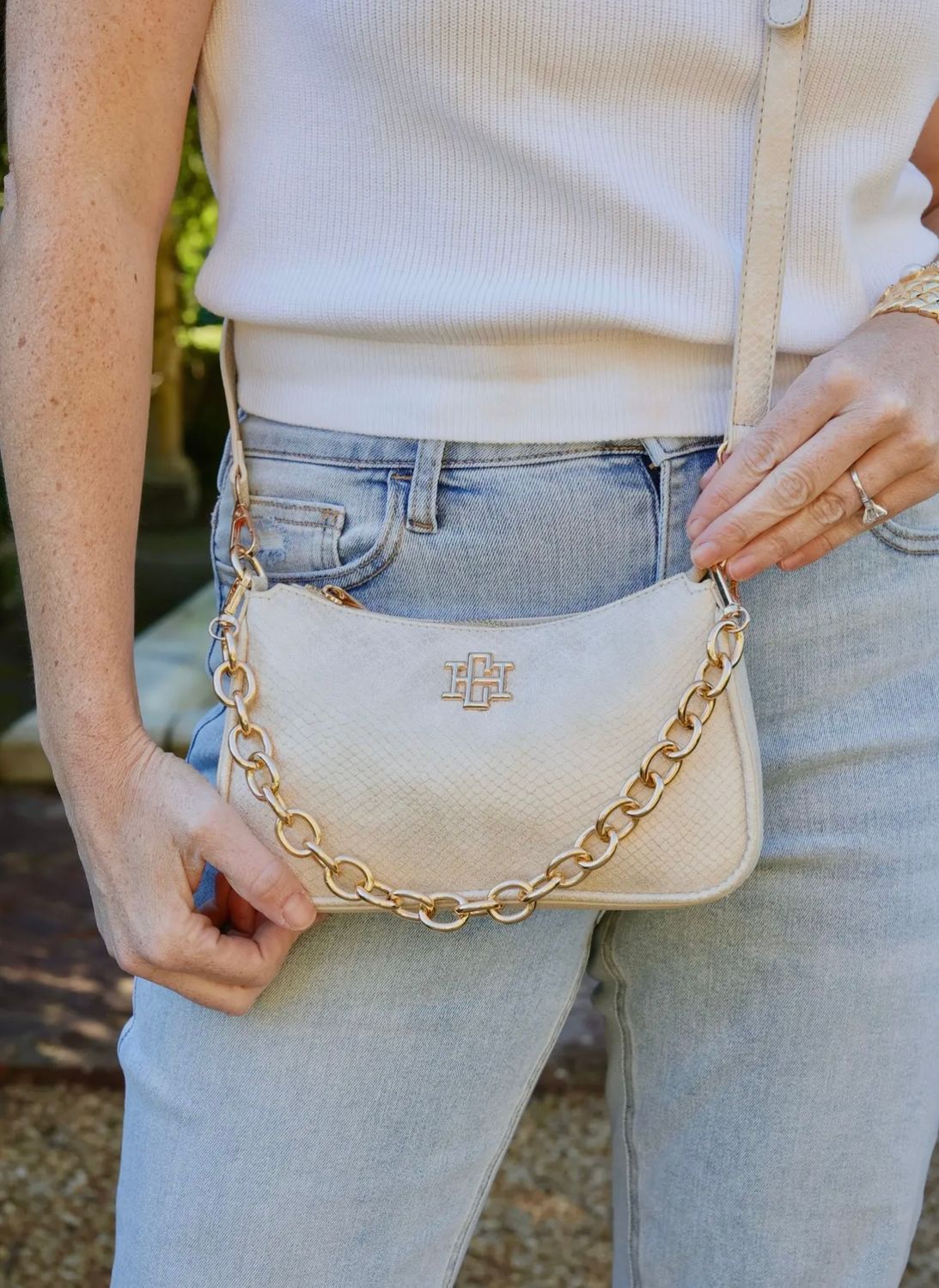 CH Joan CrossBody Shimmer, Color: Champagne