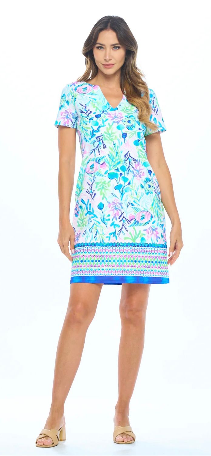 Aryeh Short Sleeve Shift Dress, Color: White, Size: XS