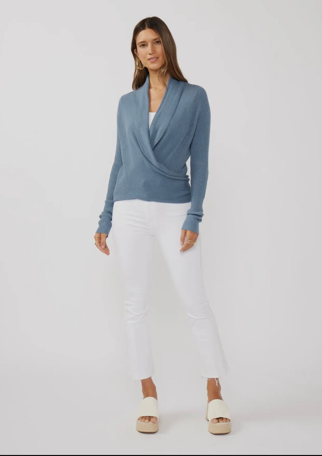 LoveStitch Waffle Knit Cardigan , Color: Ocean, Size: S