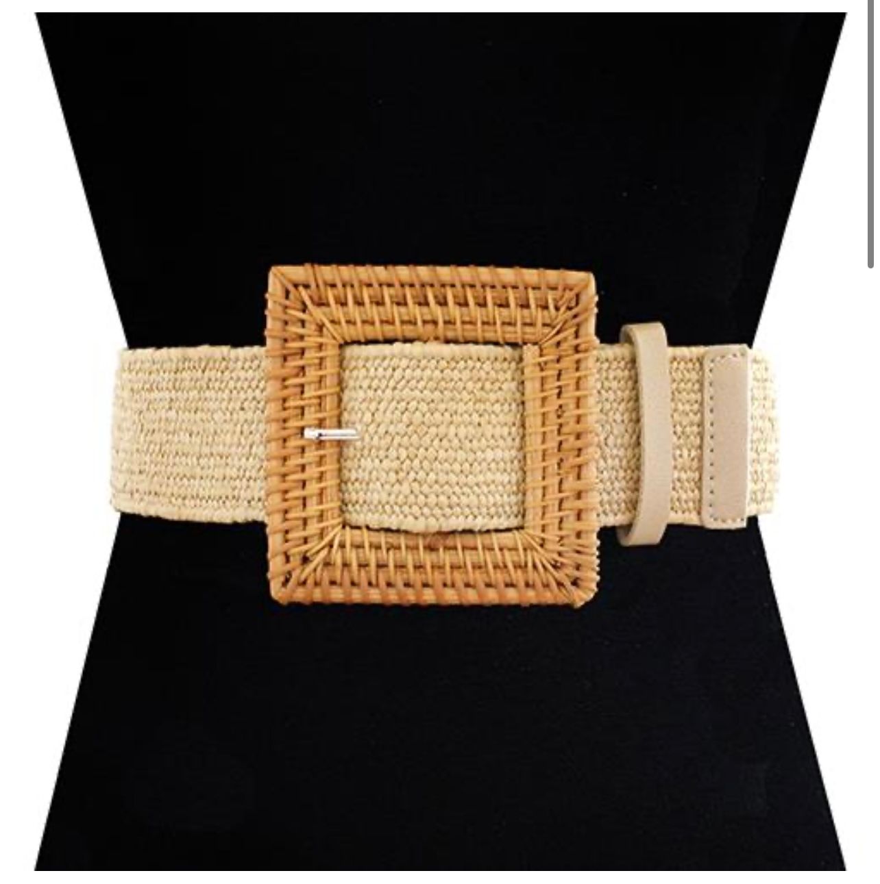 Belts Rattan Square Buckle, Color: Tan