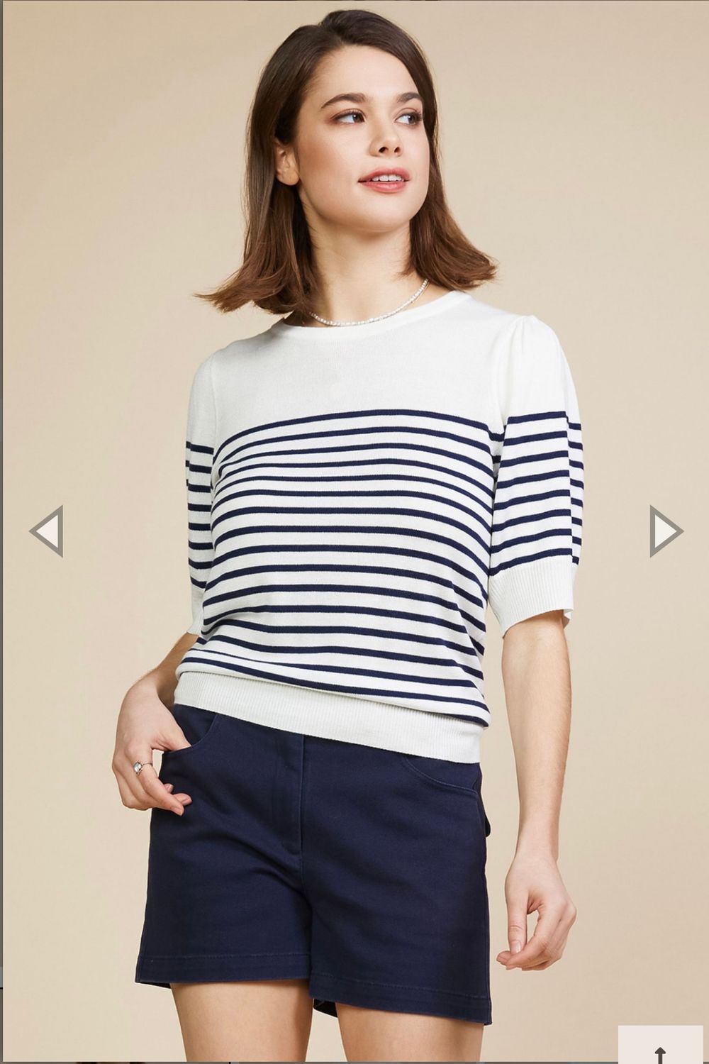 Skies Are Blue Stripe Shirt , Color: White/Navy, Size: XS