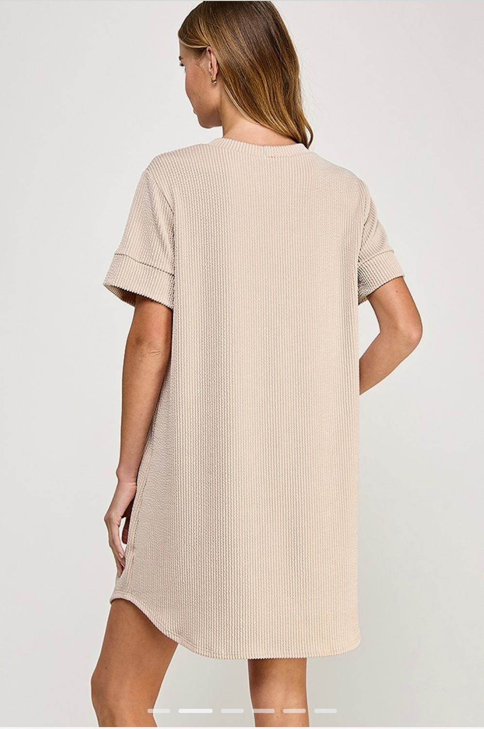 2 Hearts Rib Banded Dress, Color: Stone, Size: S