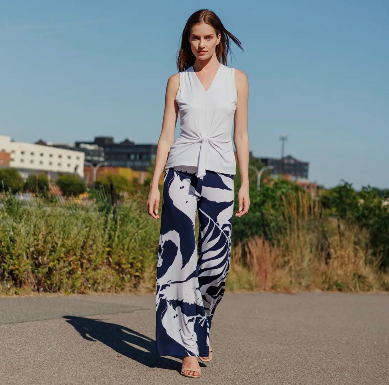 Clara Sun Woo Palazzo Pant, Size: XS, Color: Navy/White