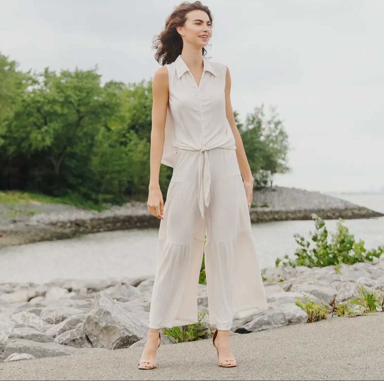 Clara Sun Woo Sleeveless Top, Color: Ivory, Size: XS