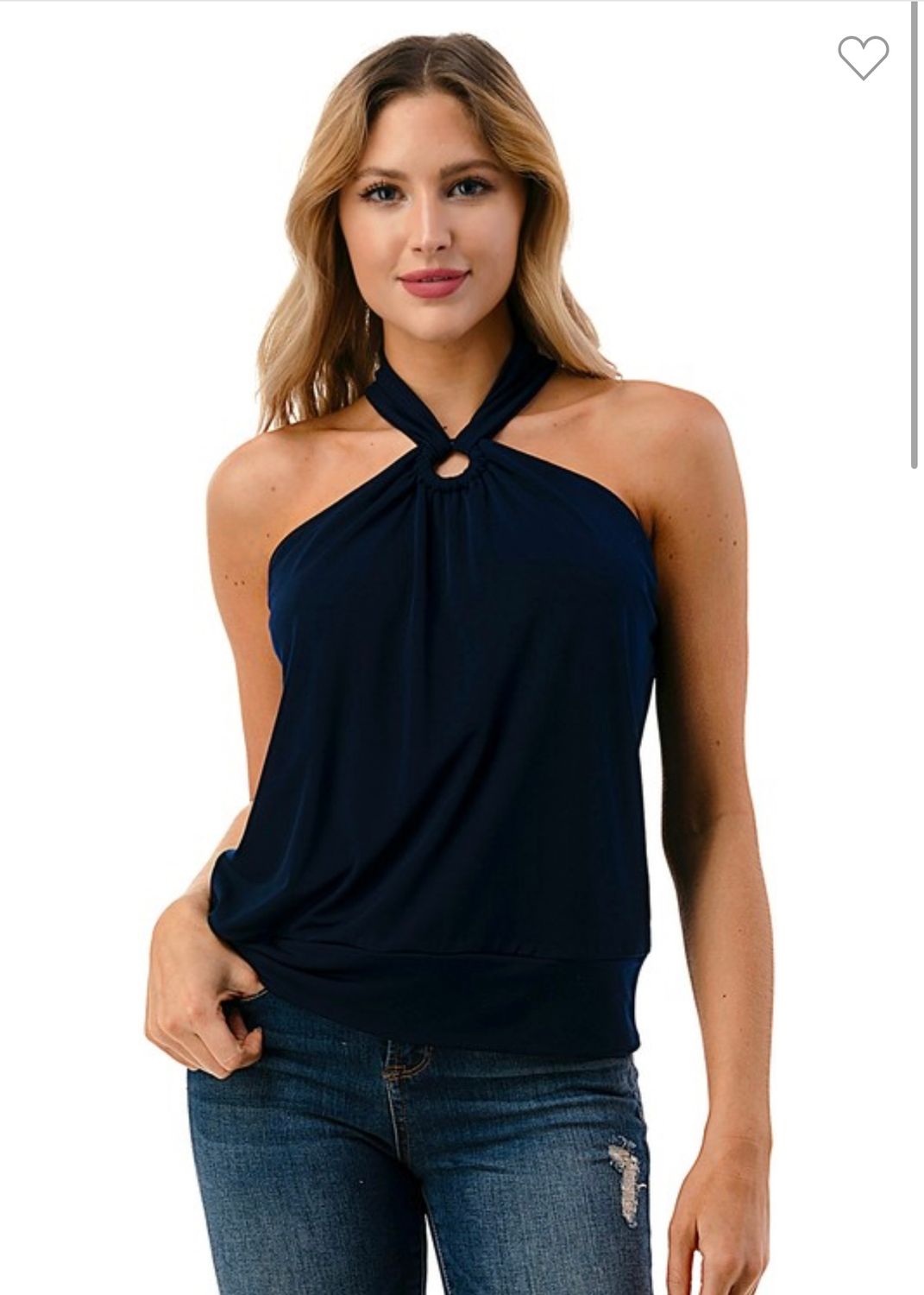Ariella Button Closure Halter, Size: S, Color: Navy