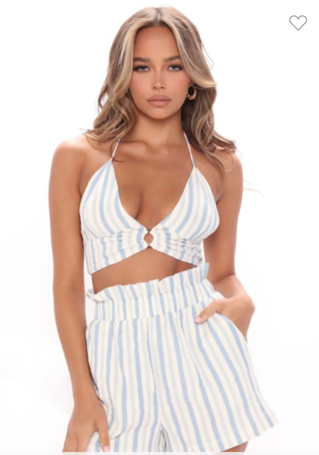 Timing RIng Halter W/Ruffled Shorts, Color: Ivory, Size: S