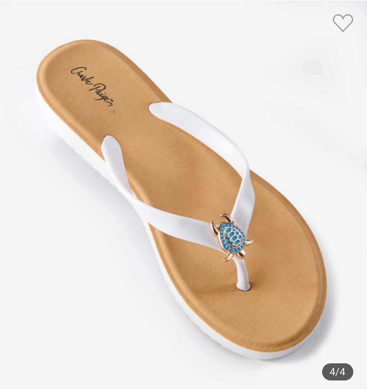 Charlie Paige Flip Flop  Turtle, Color: White, Size: S/P