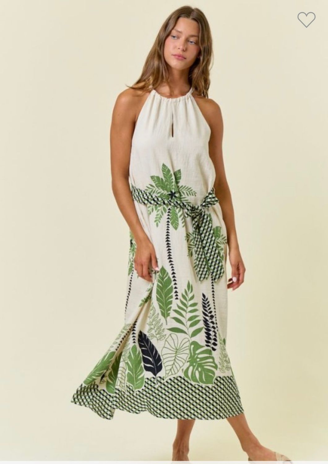 Doe &amp; Rae Boarder Palm Maxi Dress, Size: S, Color: Ivory