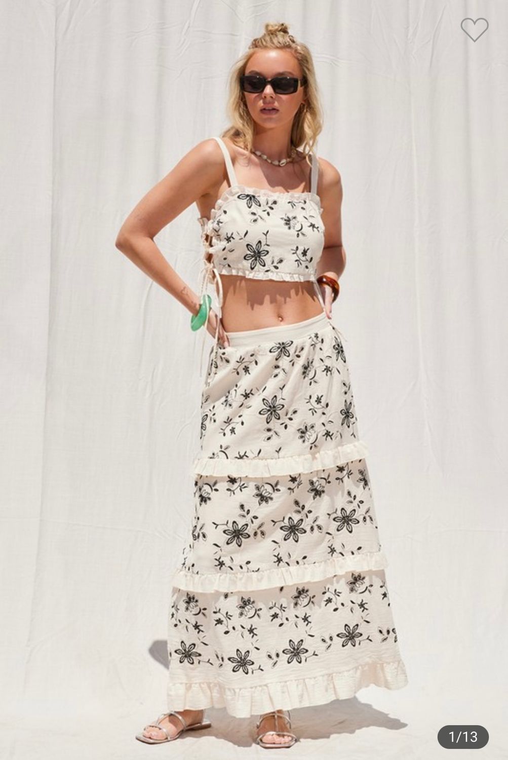 Illa Illa Embroidery Top &amp; Skirt, Size: S, Color: Natural