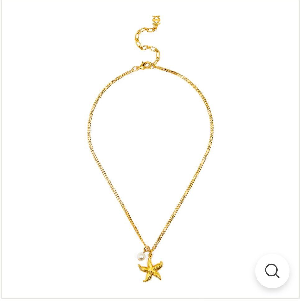 Zenzii Starfish Pearl Charm Necklace, Color: Gld