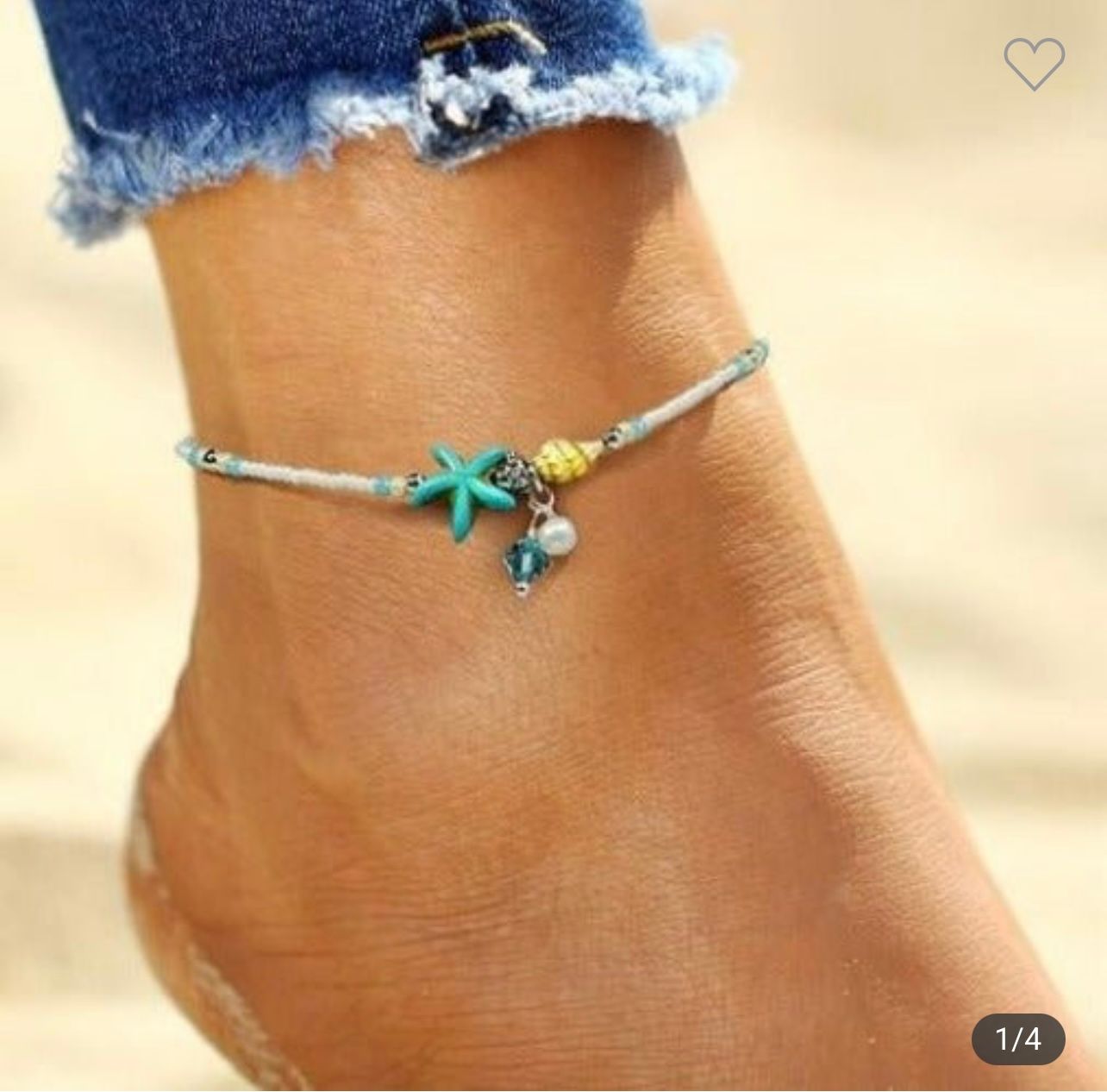 Fashion Hut Anklet Starfish, Size: 1