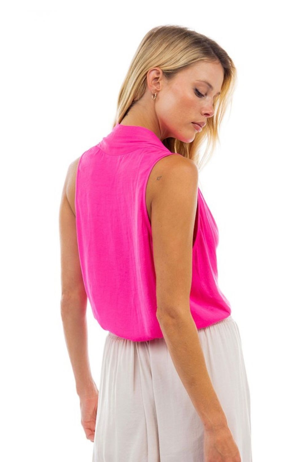 Naked Zebra Wrap Top w/Grommet, Size: S, Color: Hot Pink