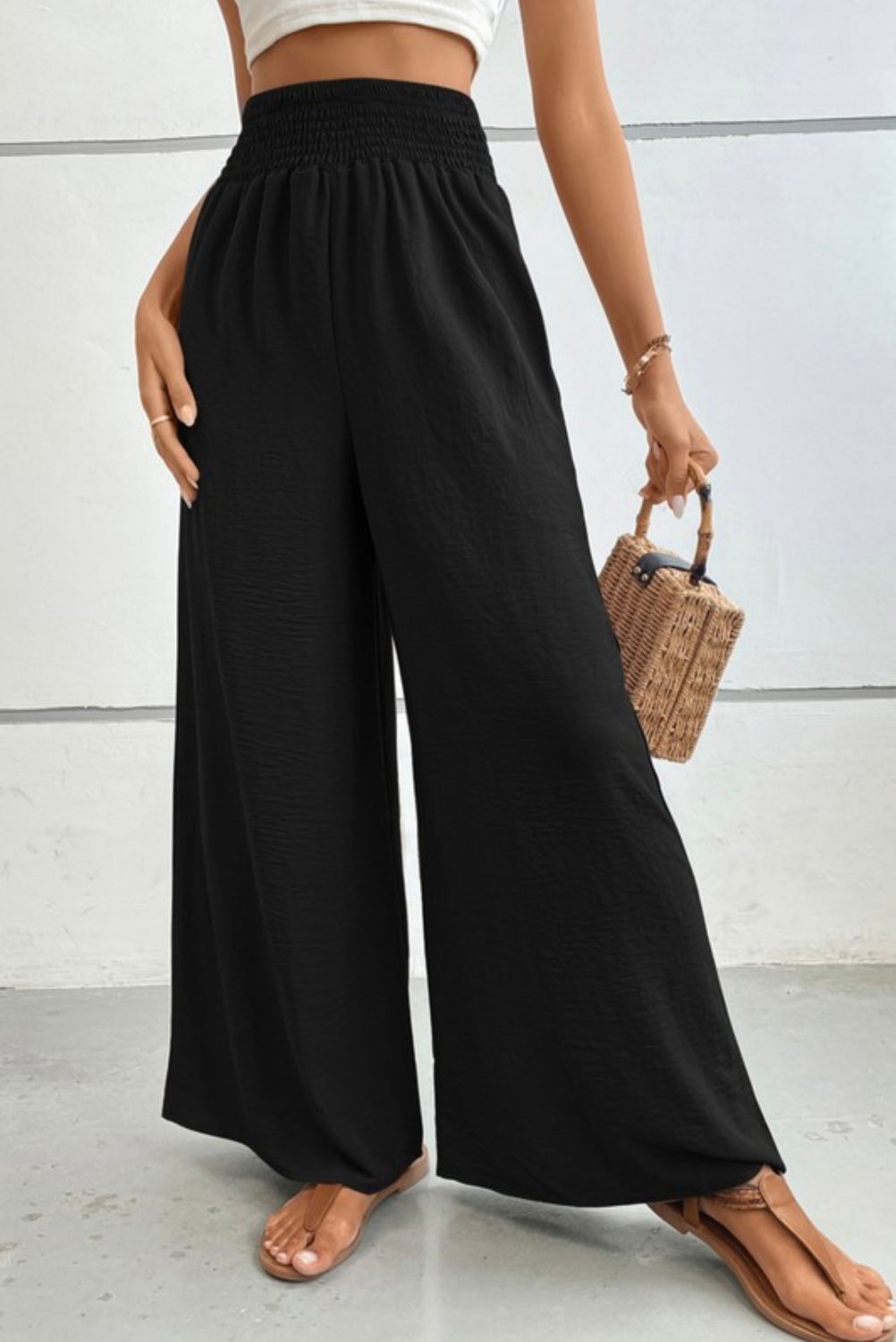 Asia Wide Leg Flared Pants, Size: S, Color: Black