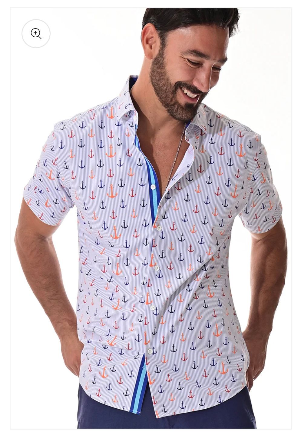 JMP Anchor SS Button Up, Color: White, Size: M