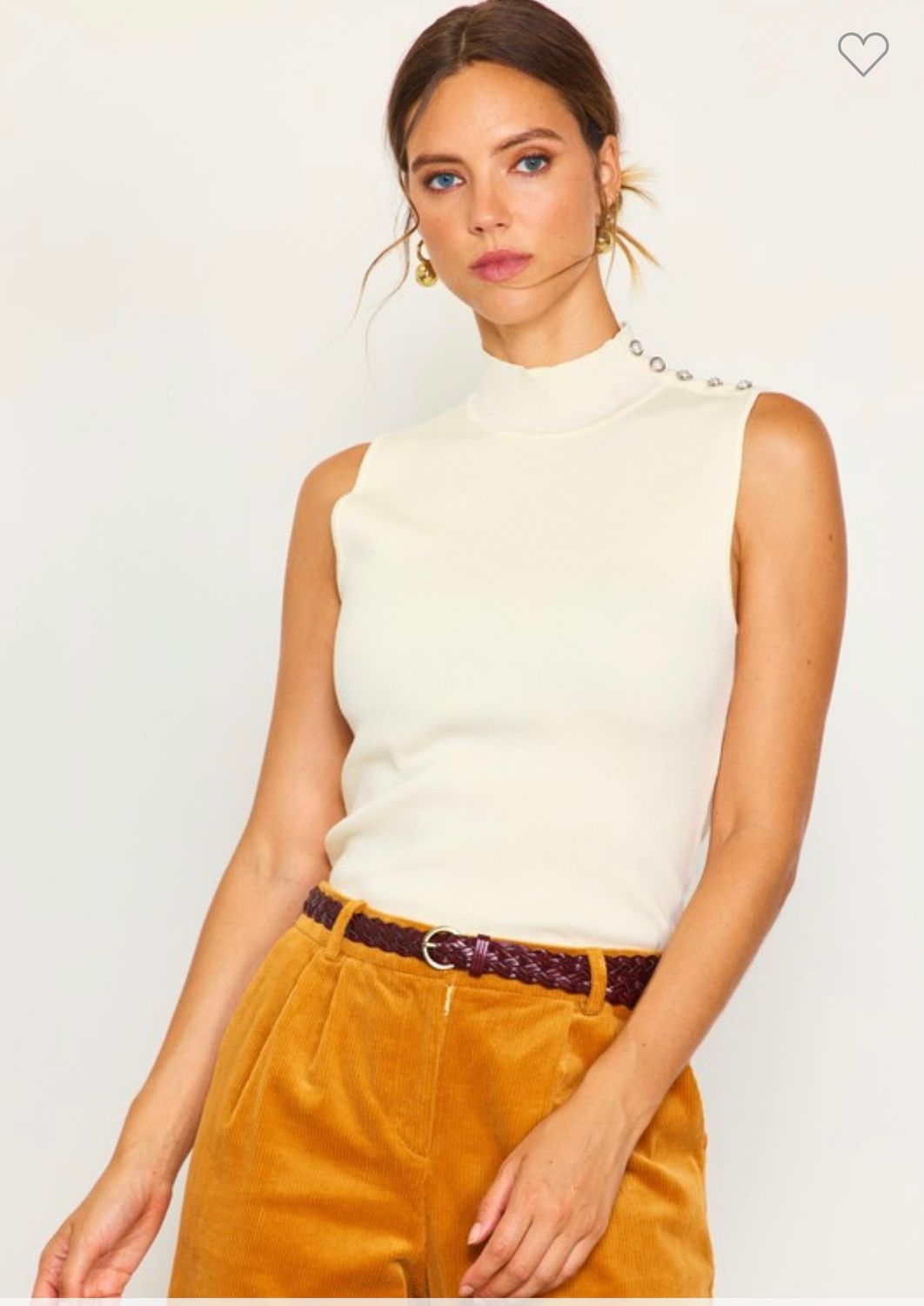 Skies are Blue Sleeveless Top, Color: Off White, Size: XS