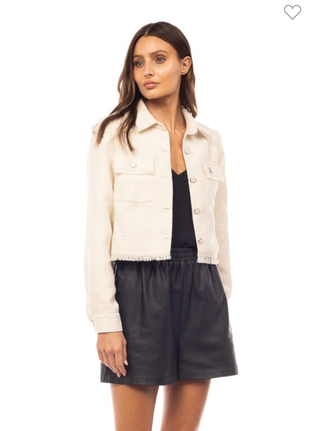 Naked Zebra Cropped Fray Jacket, Color: White, Size: S