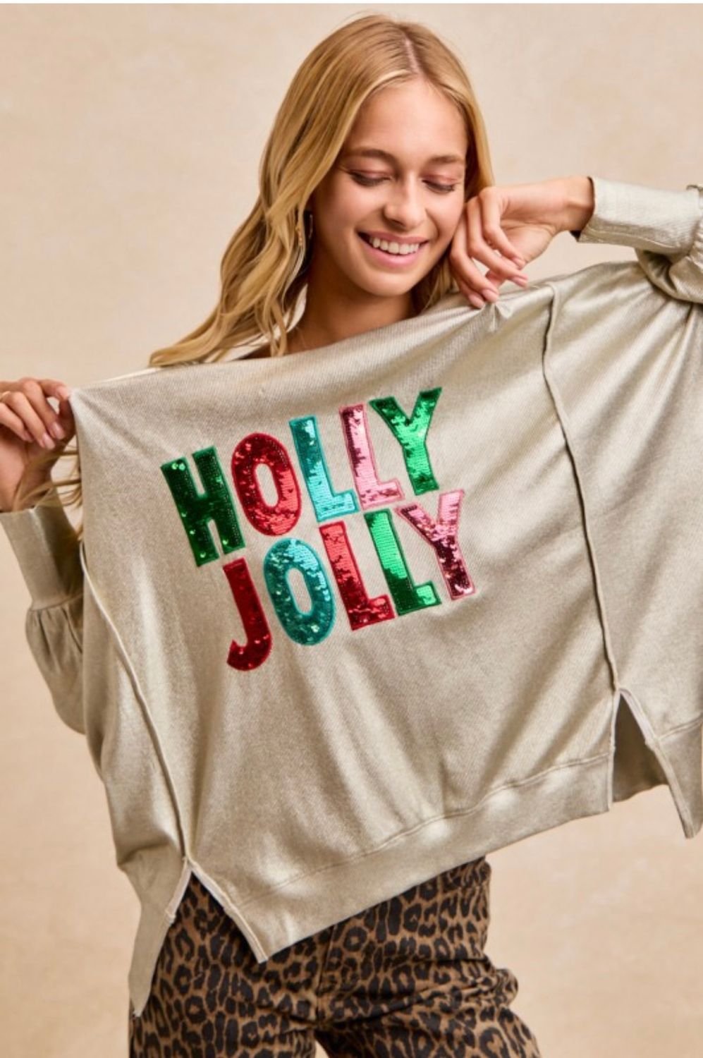 BiBi Holly Jolly Top, Color: Champagne, Size: S