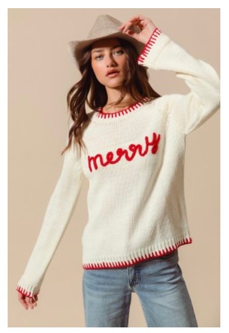 SO Me Merry Xmas Sweater, Color: Ivory, Size: S