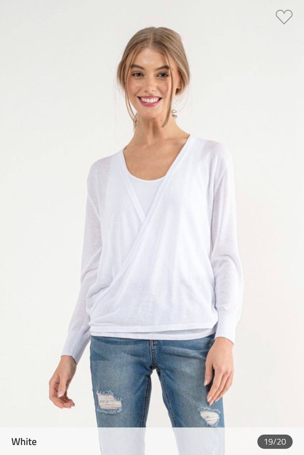 Cielo Lightweight Cardigan w/Wrap, Color: White, Size: S