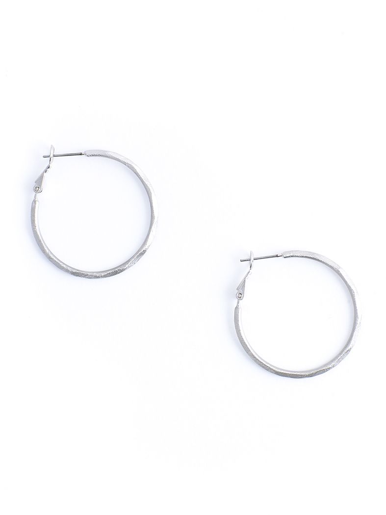 Zenzii Textured Petite 35mm Hoop Earring, Color: Matte Silver, Size: 1