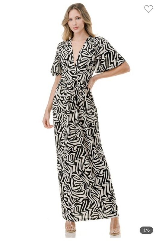 Ariella Flutter Sleeve Maxi Dress
