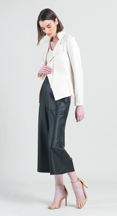 Clara Sun Woo Liquid Leather Jacket, Color: Ivory, Size: XS