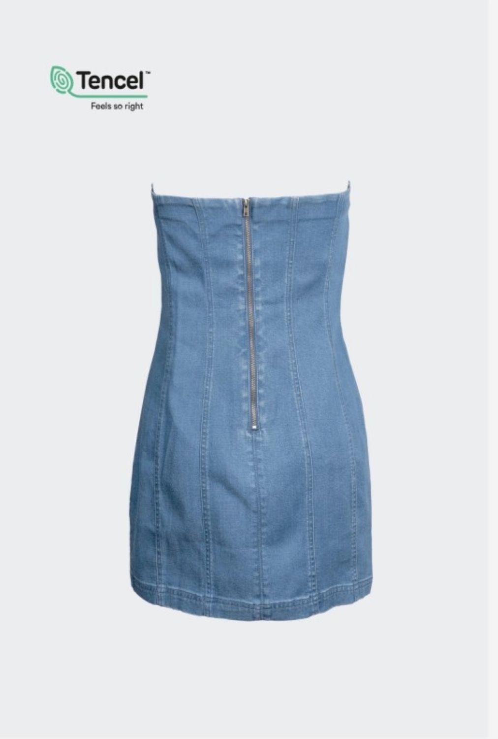 Naked ZEBRA Strapless Denim Dress, Color: Light Blue, Size: S