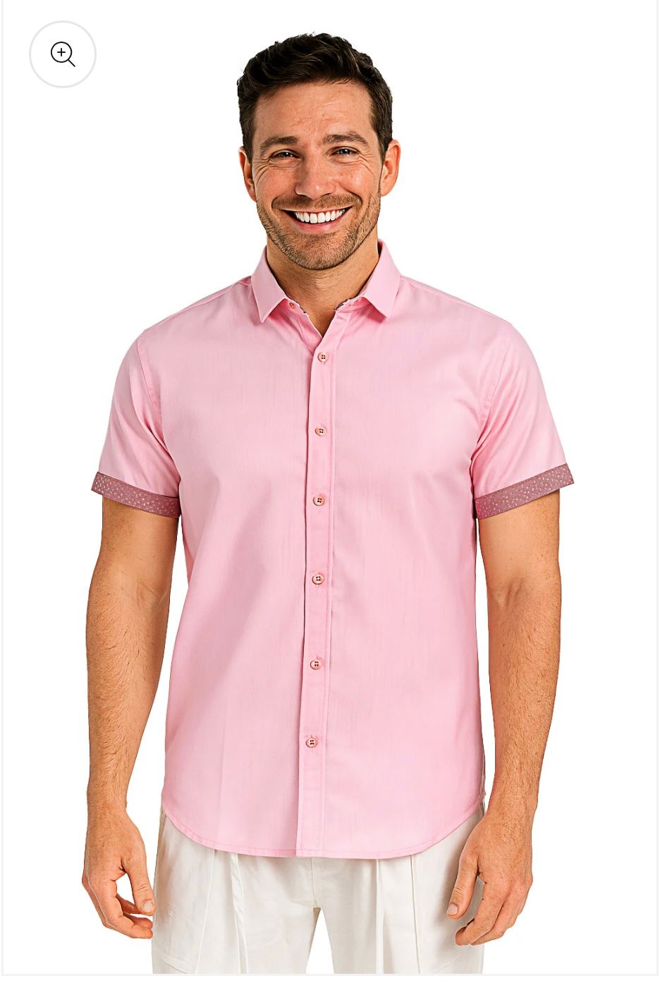 JMP Linen S/S Button Down, Color: Pink, Size: S