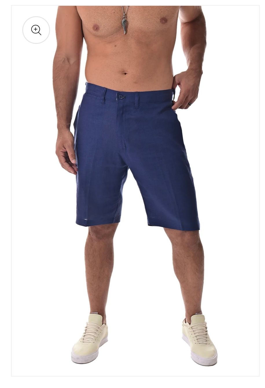 JMP Mens Linen Blend Short, Color: Navy, Size: 32