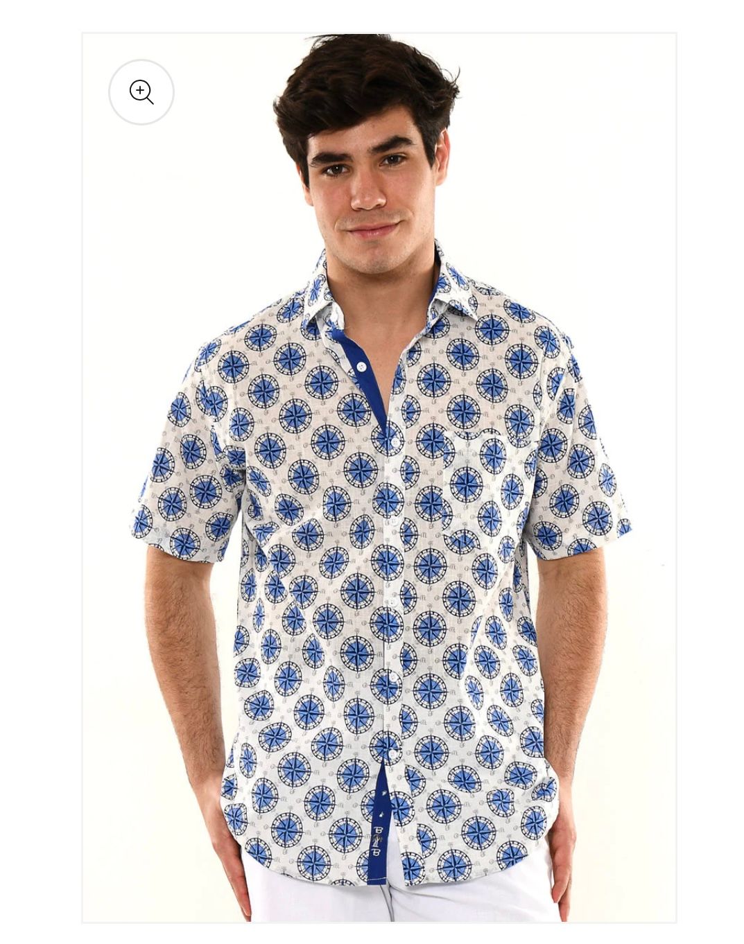 JMP Mens Cotton Gauze SS, Color: White/Blue, Size: S