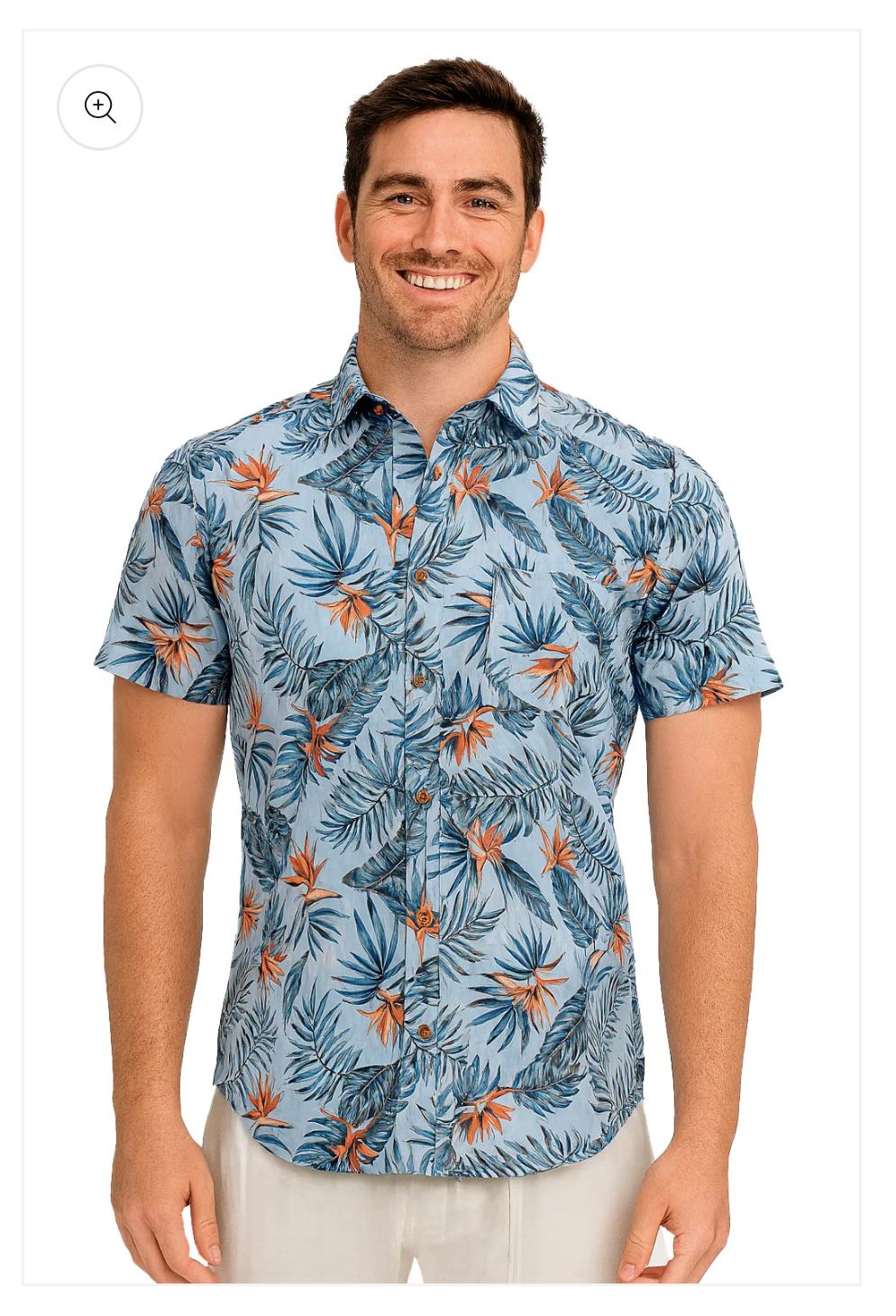 JMP Flower SS Button up, Color: Blue, Size: M