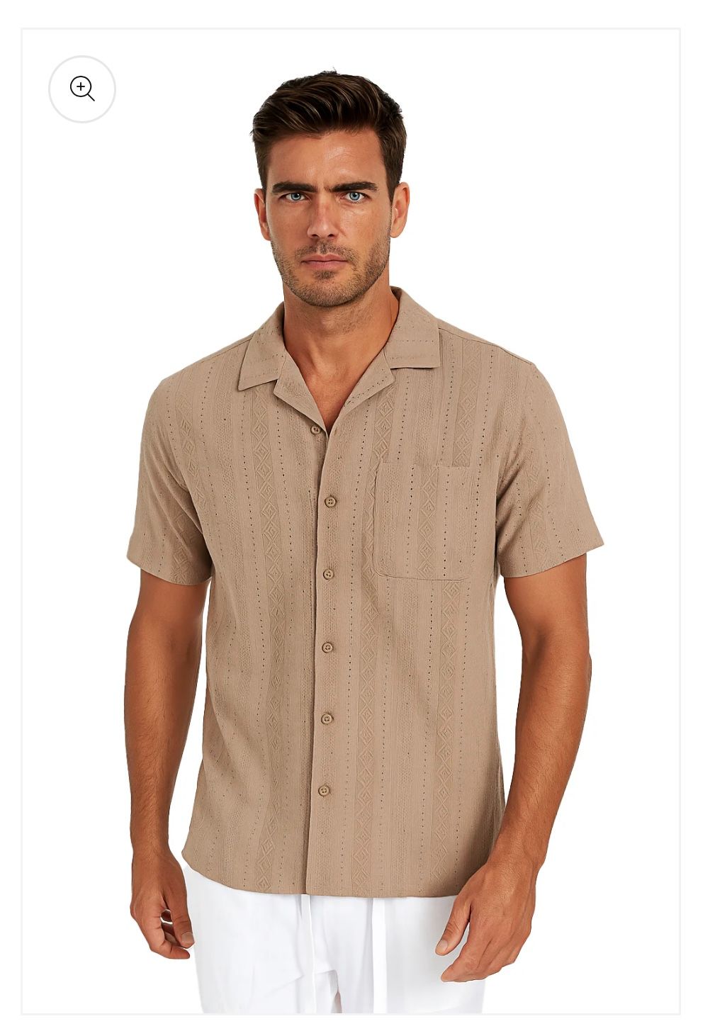 JMP Tan SS Button Up, Color: Taupe, Size: M